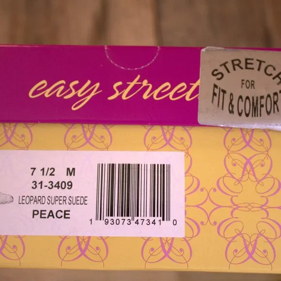 Easy Street Peace Leopard Super Suede NIB 7, 7.5, 8, 9 / Mediums and Narrows - Picture 12 of 14